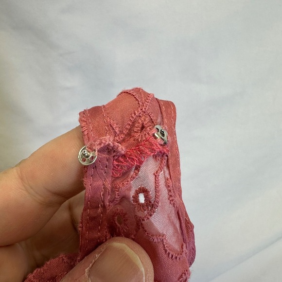 4 Love and Liberty Johnny Was Dress XS Pink Silk Eyelet Sleeveless New No Lining - Picture 3 of 8